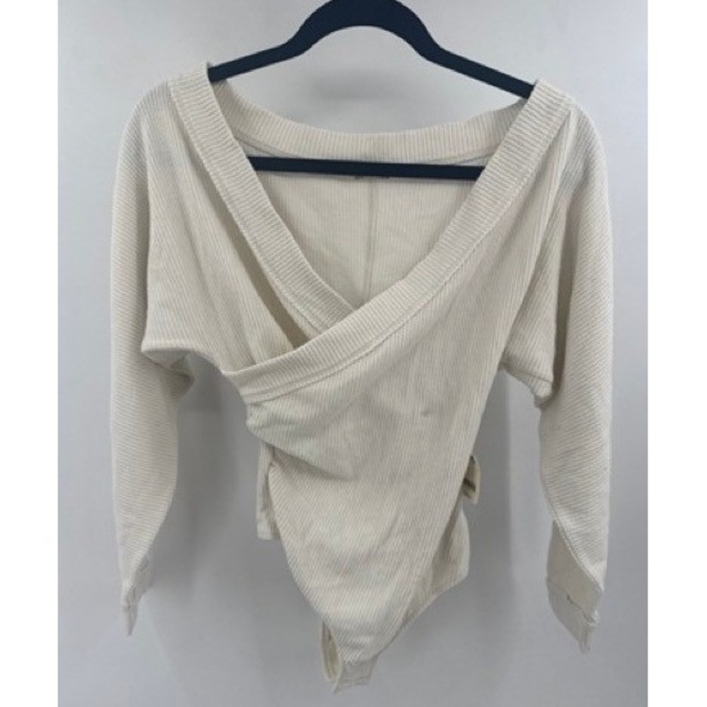Free People Movement NEW Cream Wrap It Up Waffle Knit Bodysuit XS Ballet Layer